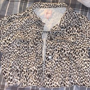 Cheetah print cropped jean jacket